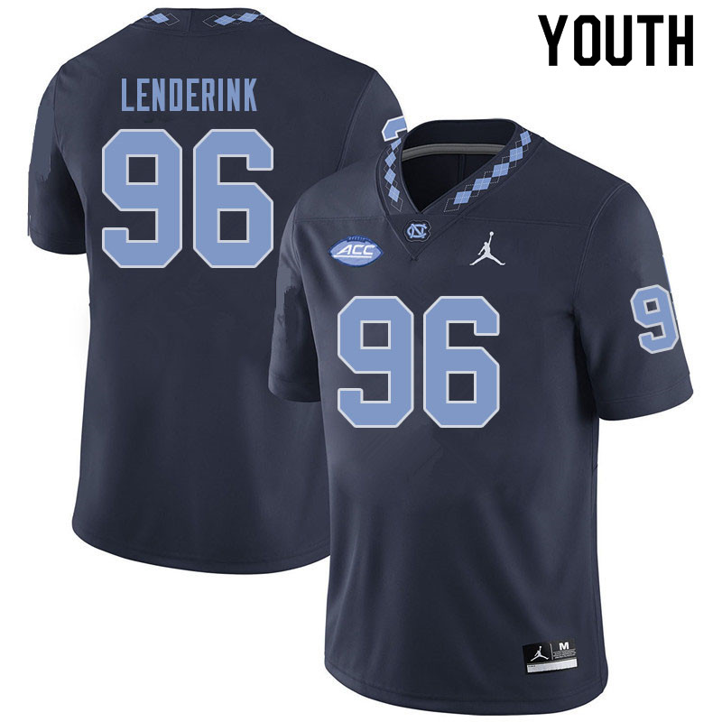 Youth #96 Teagen Lenderink North Carolina Tar Heels College Football Jerseys Sale-Navy